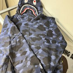 Bape Blue Camo Shark Full Zip Hoodie