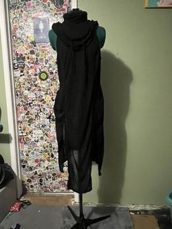 Darker Wavs echo hooded slit maxi dress