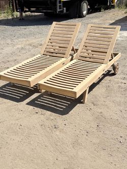 Teak chaise lounges chairs set of 2 Java Teak