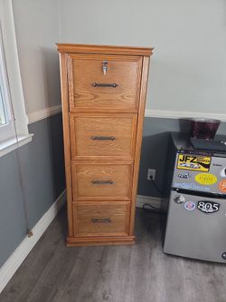 4-Drawer Wood Filing Cabinet with Lock