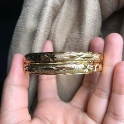 Gold Plated Bangles Size 8” Openable 