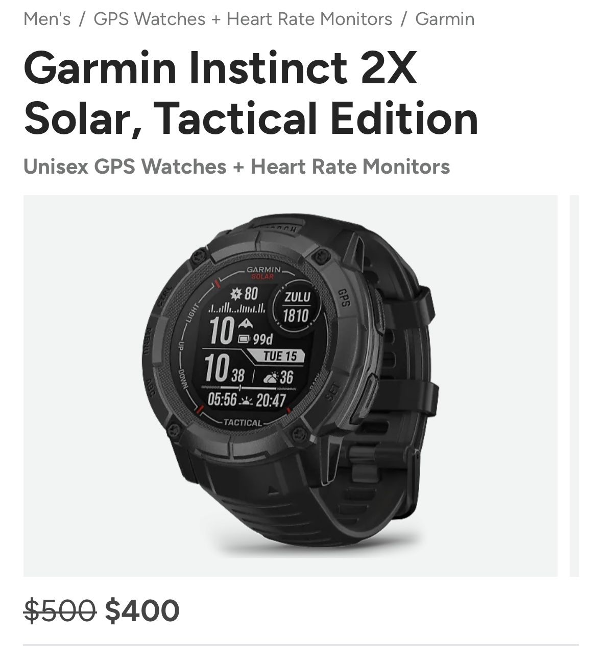 Garmin Instinct 2X Solar, Tactical Edition