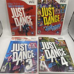 Just Dance 1 Through 4 Lot Nintendo Wii JD 1,,3,4  Disney party Tested Authentic 