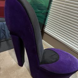 Vintage Deep Violet And Black Crushed Velvet High Heel Chair 
