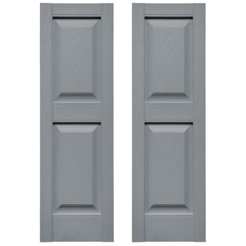 14.75 in. W x 45 in. H Builders Edge, Standard Two Equal Panels, Raised Panel Shutters, Includes Matching Installation Spikes (Per Pair), 945 - Platin