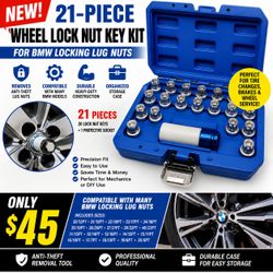 NEW 21-Piece BMW Wheel Lock Nut Key Socket Set – Locking Lug Nut Removal Tool Kit