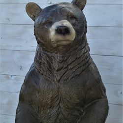 Painted Bear Cement Statue