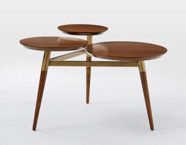 West Elm Clover Coffee Table In Acorn & Antique brass