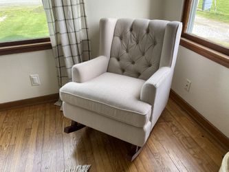 Tufted Linen Rocking Chair