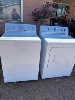 WASHER & DRYER ELECTRIC WHITE ON WHITE WORKING EXCELLENT WITH 6 MONTH WARRANTY BRAND MAYTAG