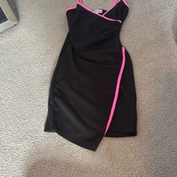 Black and neon pink dress