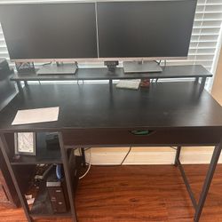 Computer Desk with Monitor Shelf and Drawer, 47" Home Office Writing Desk