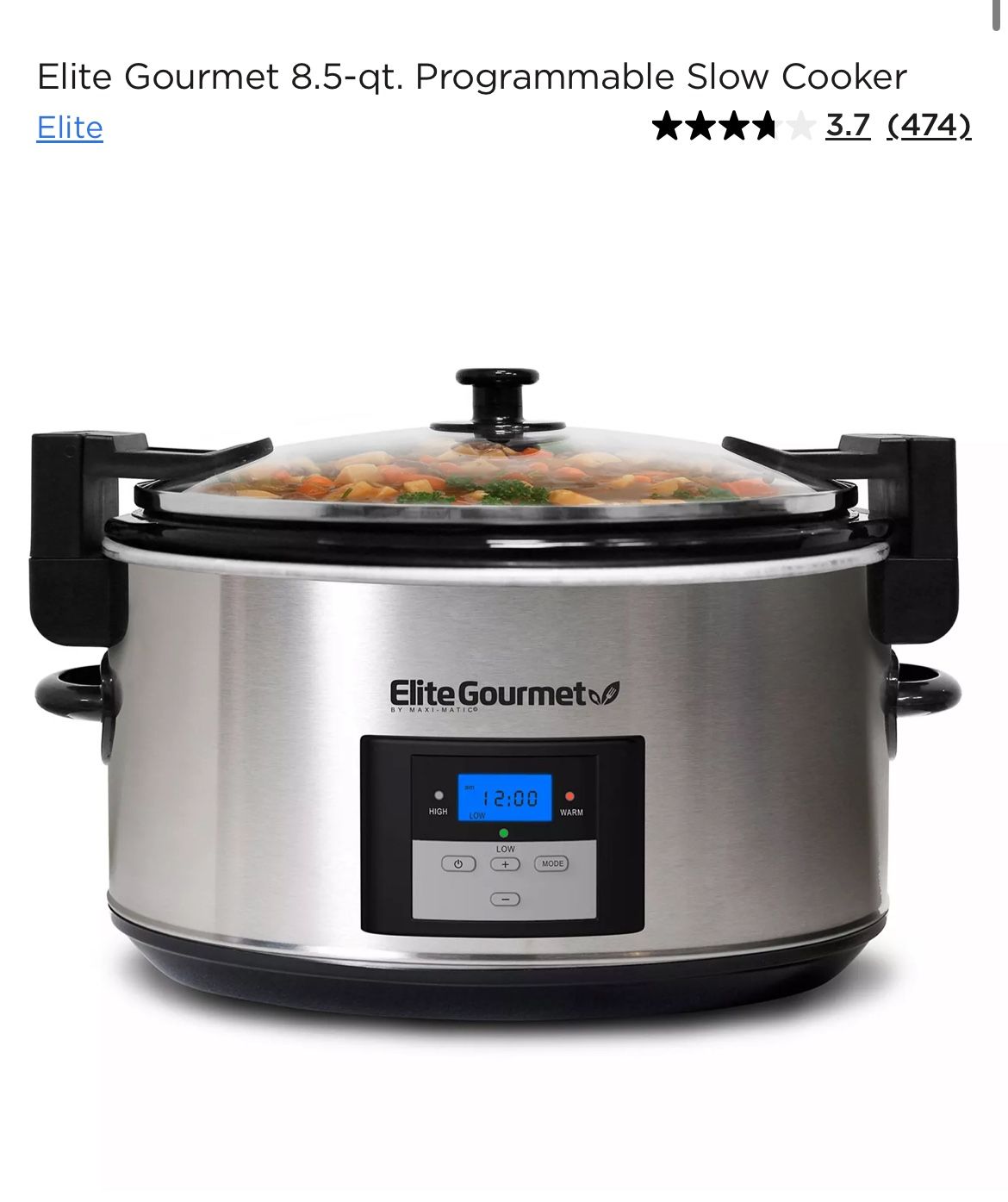 New Elite Gourmet 8.5-qt. Programmable Slow Cooker