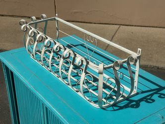 White Wrought Iron Window Box Planter Bracket