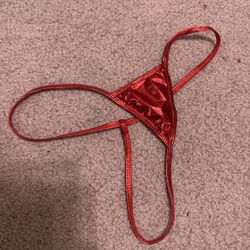 New Large Red Metallic Thong Panty Lingerie 