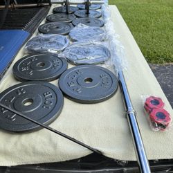 New 7’ Standard Barbell, Quick Locking Collars, And All Weights