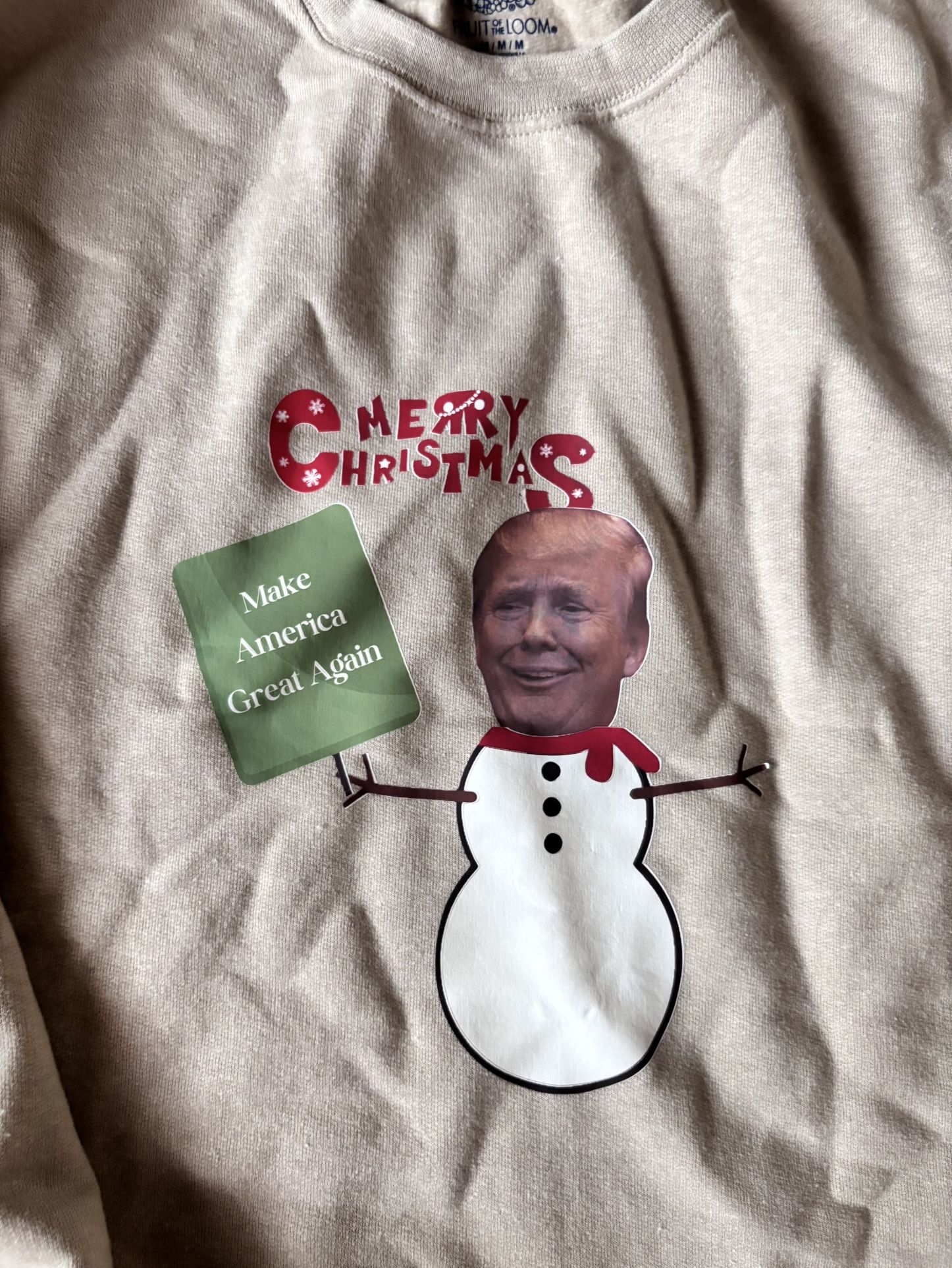 Ugly Christmas Sweatshirt Trump Med-large Unisex