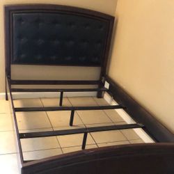 Full Bed Frame BlackLeather Headboard Very Sturdy 