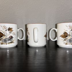 Set Of 3 Vintage Mads Stage Denmark Imerco Mug Fall Duck Painted Graphic 3.5”