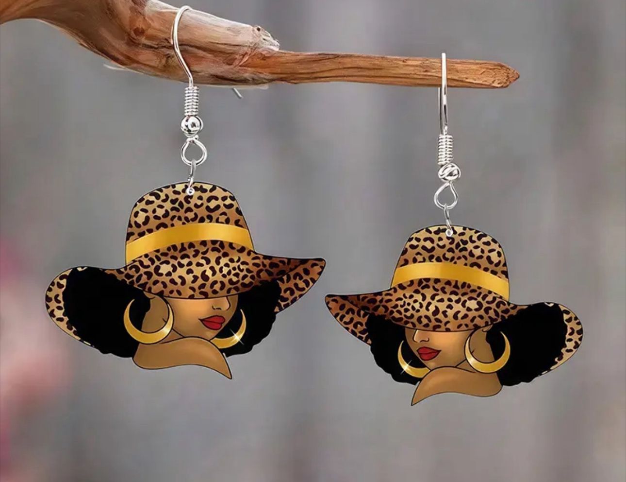 Leopard Print Afrocentric Earrings
