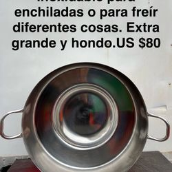 Comal Hondo De Acero Inoxidable Extra Grande Para Enchiladas 