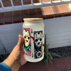 Halloween Glass Cup With Lid And Straw