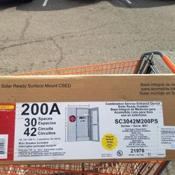 200 Amp Main Panel 40 Space Bottom Feed Solar Rated. 