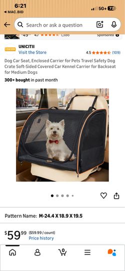 UNICITII Dog Car Seat Enclosed Carrier
