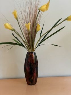 Decorative Vase with Faux Floral Arrangement