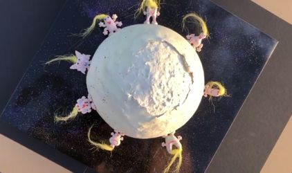 FULL MOON ART SCULPTURE 12 by 12 MADE BY ARTIST " GLOWS IN THE DARK "