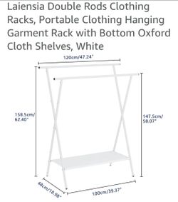 Double Rod Garment Rack White
