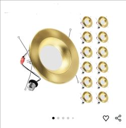 3349: New Gold 6 Inch Retrofit LED，12 Pack 6" Dimmable Retrofit Downlights can Light, 2700K/3000K/4000K/5000K/6000K Selectable, Damp Rated Can Lights,