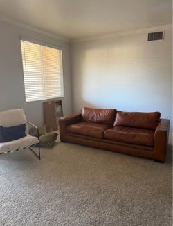 Brown Leather 3-Seat Sofa