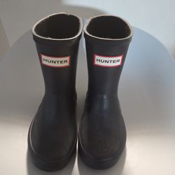 Hunter Kids First Classic Rain Boots Black Sz 7 Boys 8 Girls 
