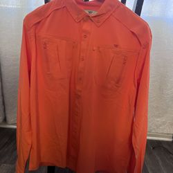 King Ranch Men’s XL Long Sleeve Elite Vented Fishing Shirt Orange