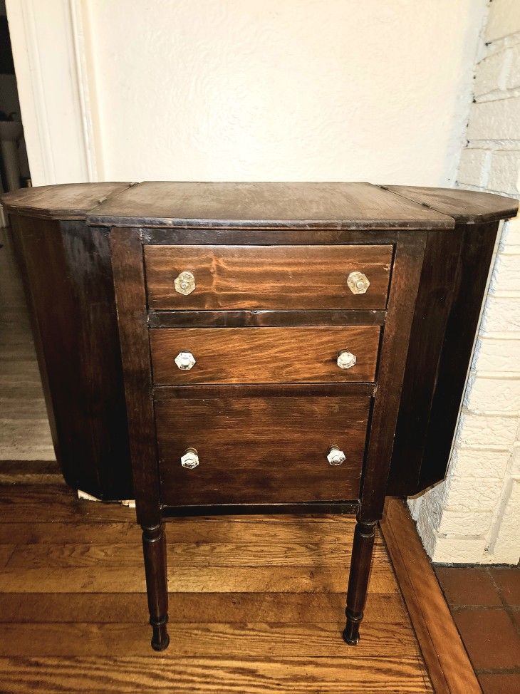 Antique Martha Washington Style Solid Wood Mahogany Sewing Cabinet