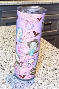 Halloween Horror Skinny Tumbler with Lid and Straw