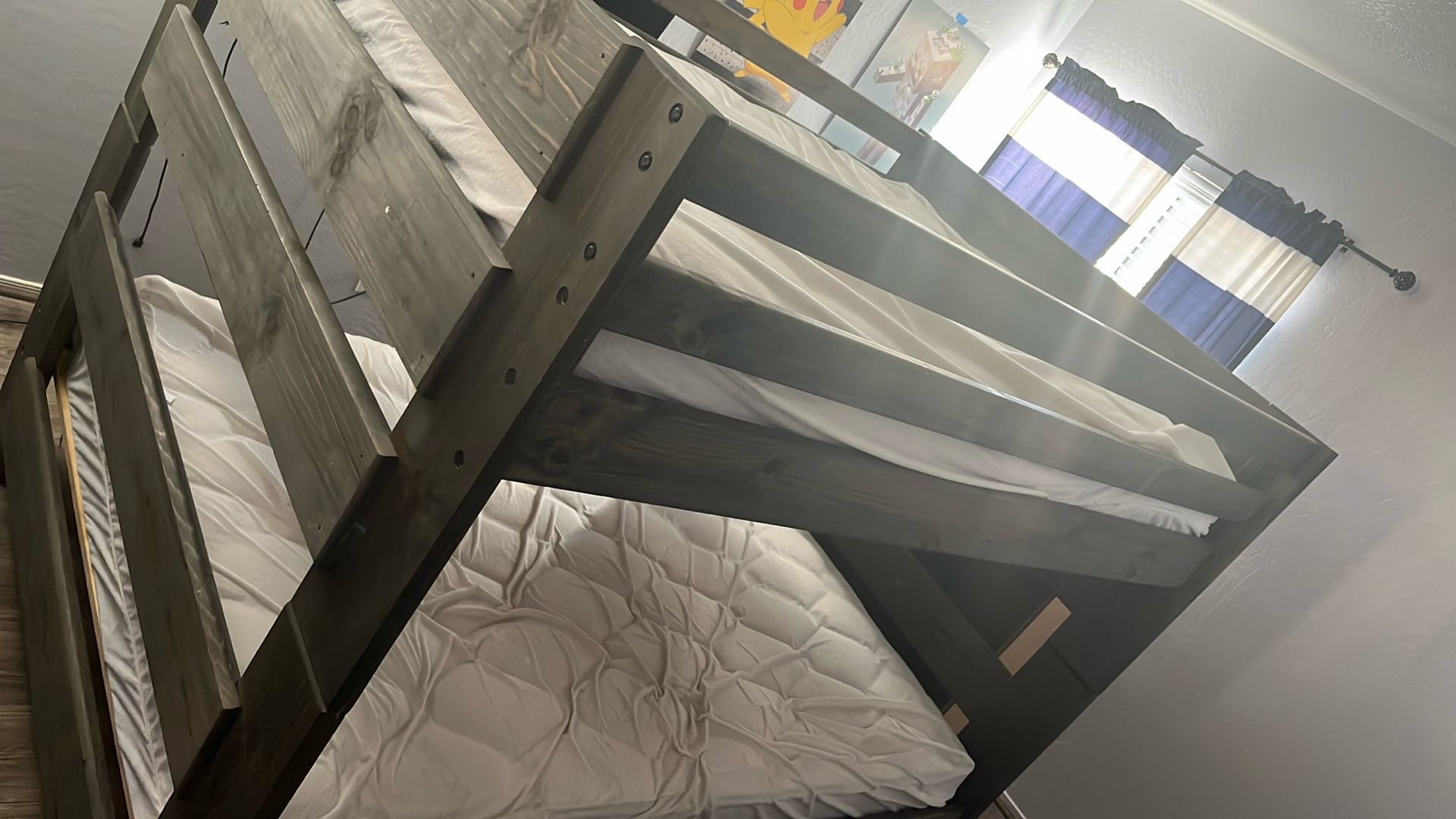 Full Size Wood Bunk Bed And Step Dresser