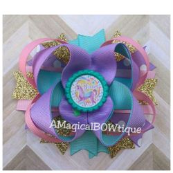 Unicorn hair bow- Unicorn Birthday Bow
