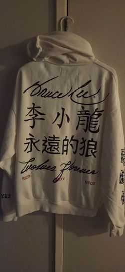 Darc Sport x Bruce Lee #181-OF 1000 Only Made Exclusive "Gold Tag" Cream Hoodie, featuring a prominent back graphic dedicated to the martial arts icon
