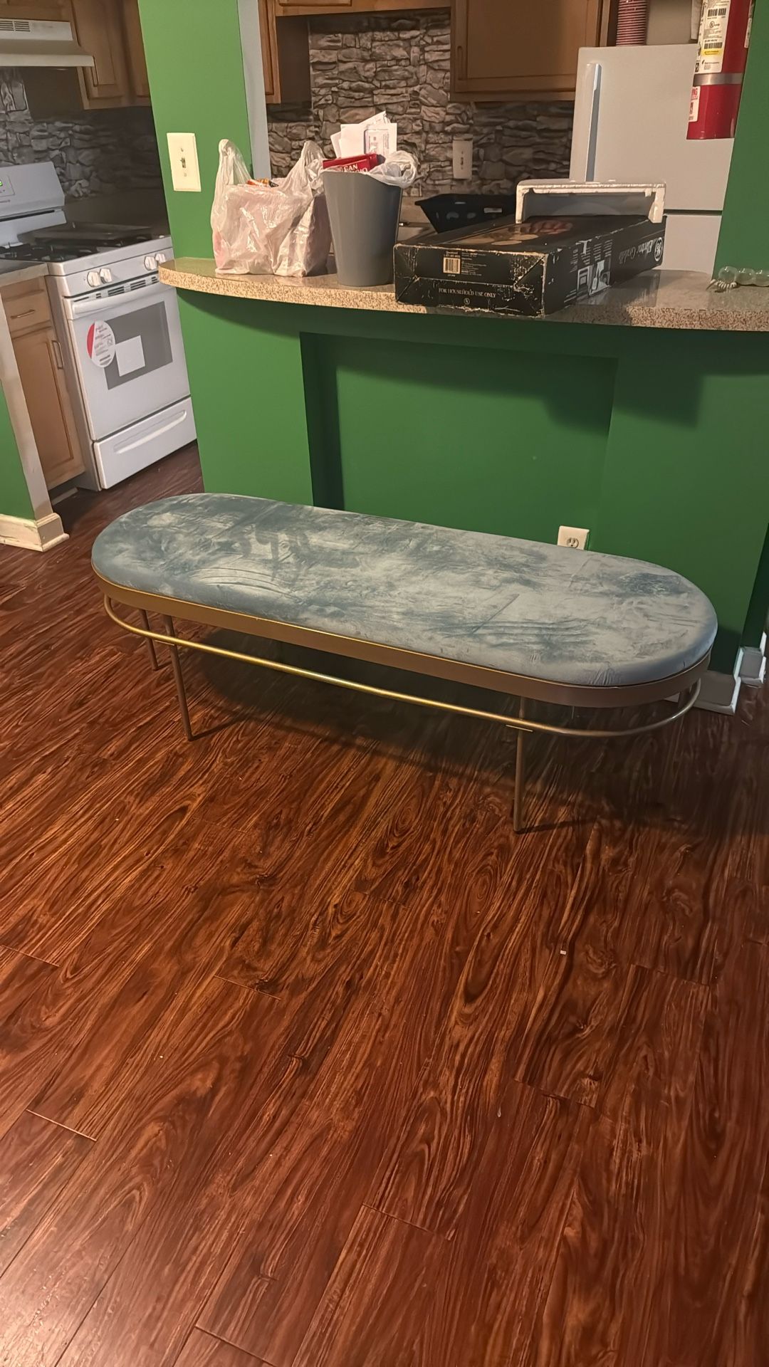 Gold And Blue Bench