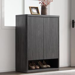 SICOTAS Shoe Cabinet 44" Tall Large Storage Organizer Modern Shoe Rack with Doors & 4 Shelves Mid