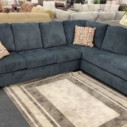 Blue Material Small Sectional (Also Comes In Beige) Now $999 Was $1200