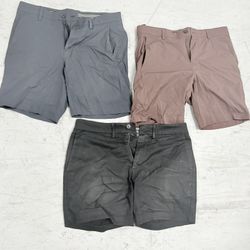 3 Men's Golf Shorts Relax Fit Stretch Lightweight  Chino Used Shorts 30” Waist