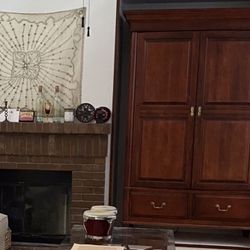 Solid Canadian Maple Cherry Finish Media Cabinet / Armoire