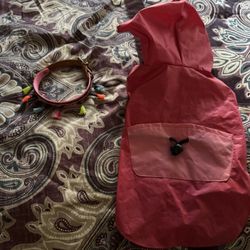 Rain Jacket For Dog And  Leather Collar 