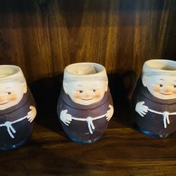 Antique Monk Mugs Set Of 3 