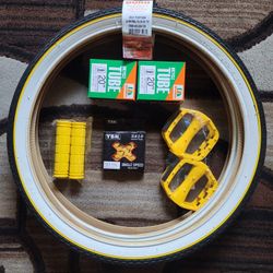 NEW Bicycle Bmx Parts Bundle 20" Yellow