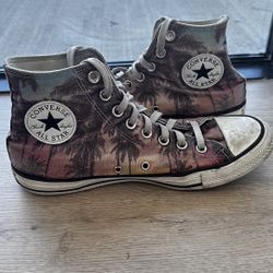 Stylish Palm Tree Converse High Tops – Size 7.5M / 9.5W – Streetwear Sneaker