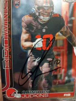 Quinshon judkins Cleveland Browns autographed signed card NFL Topps chrome